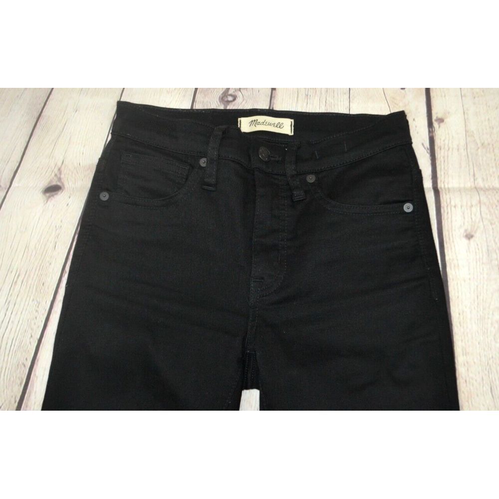 MADEWELL Women's 9" High Rise Skinny Jeans SIZE 24 Black Wash Raw Hem - Picture 5 of 8